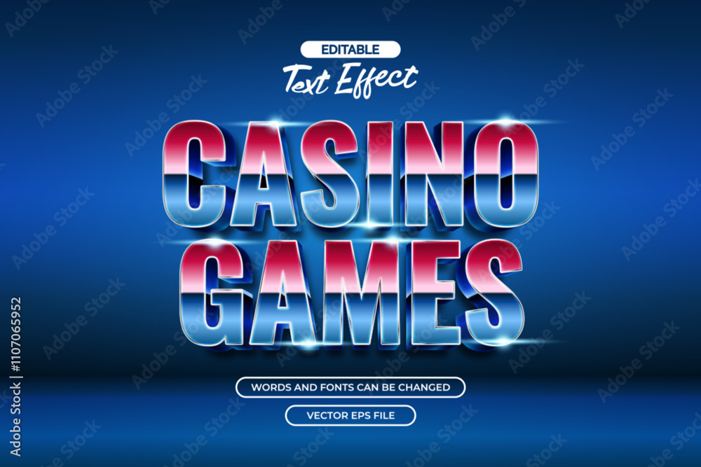 Fototapeta premium 3d Casino games editable text effect