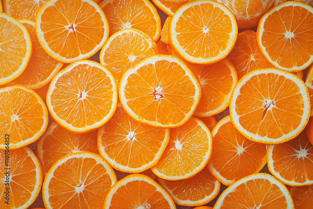 juicy sliced oranges or tangerines, top view background juicy sliced oranges or tangerines, top view background
