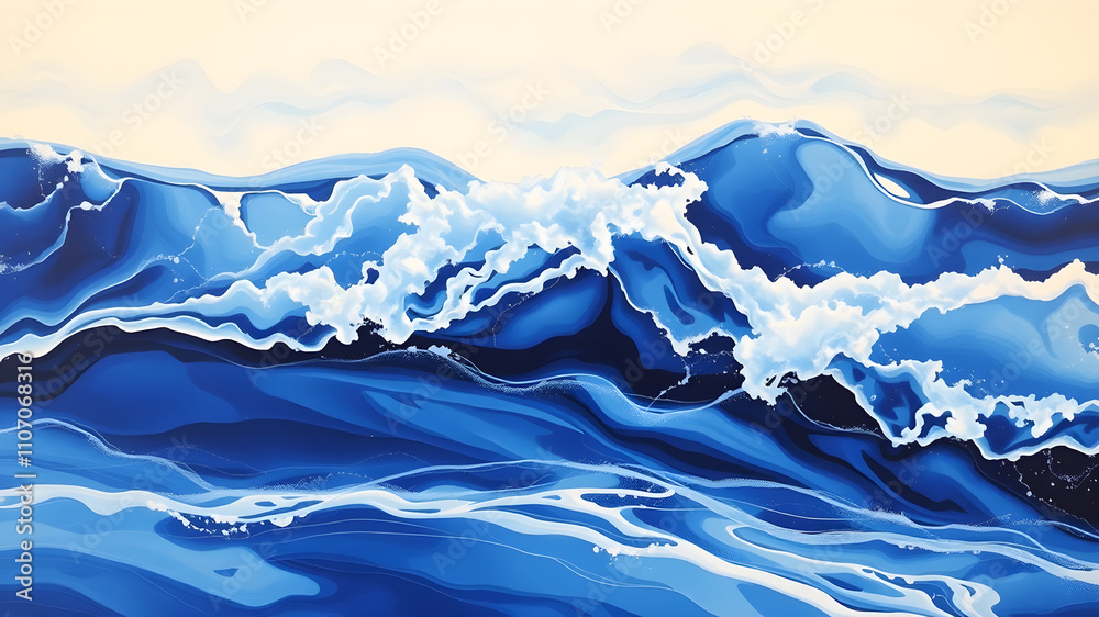 Water Movement: Fluid interpretations of water waves using diverse painting techniques. Generative AI Water Movement: Fluid interpretations of water waves using diverse painting techniques. Generative AI
