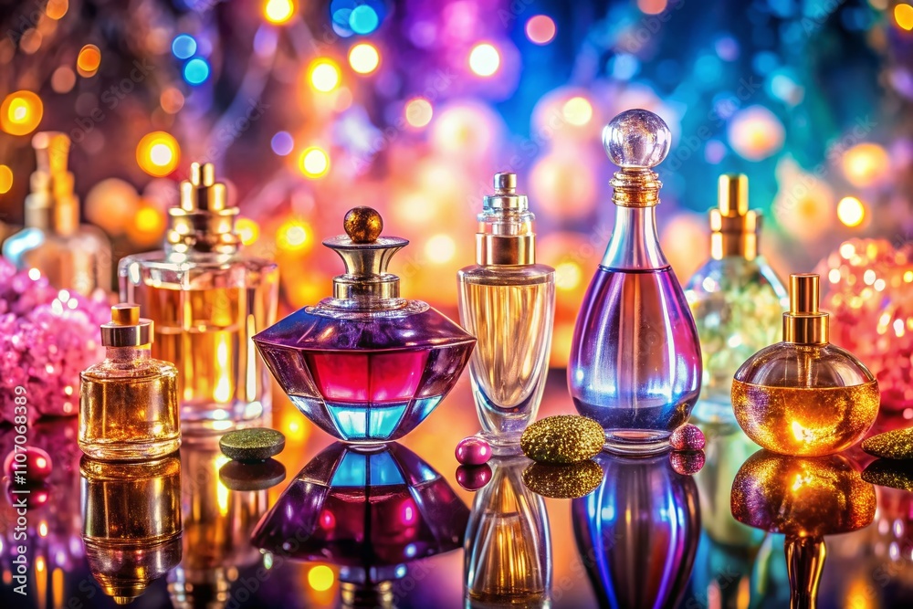 Panoramic View of Artistic Women's Sketch Perfume Bottles with Elegant Designs and Decorative Elements, Capturing the Essence of Femininity and Fragrance in a Beautiful Composition Panoramic View of Artistic Women's Sketch Perfume Bottles with Elegant Designs and Decorative Elements, Capturing the Essence of Femininity and Fragrance in a Beautiful Composition
