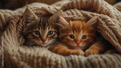 A Golden Dog and Ginger Cat Resting Together on a Blanket