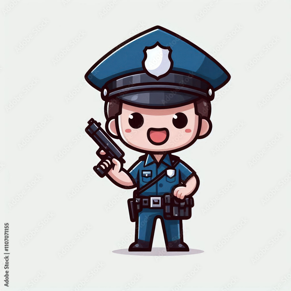 Police Cartoon Illustration Simple Design Vector Police Cartoon Illustration Simple Design Vector