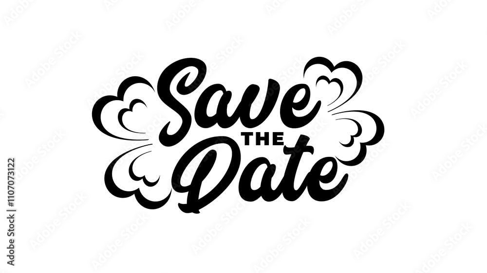 Save The Date Text Animation in black color on alpha channel background. Great for a wedding invitation, opening animation, greeting, etc. Save The Date Text Animation in black color on alpha channel background. Great for a wedding invitation, opening animation, greeting, etc.