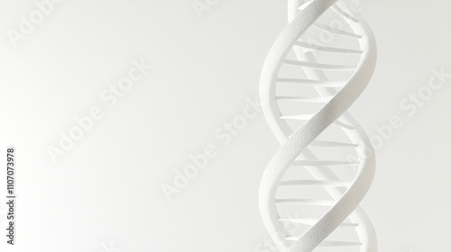 A DNA double helix structure against a simple white background, representing genetic research and health, Minimalist style