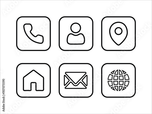 Business card all icon set. Business card symbols. Location man call web message home all icons illustration.