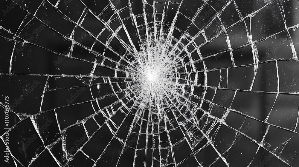 Obraz premium Shattered Glass A Black and White Abstract of Fractured Surface