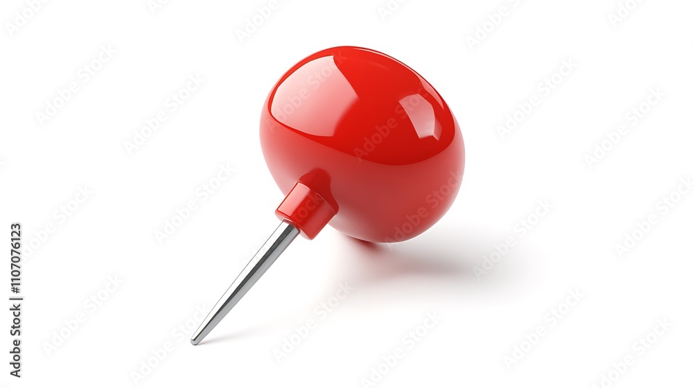 3D red pushpin icon, white background, 3D red pushpin icon, white background,