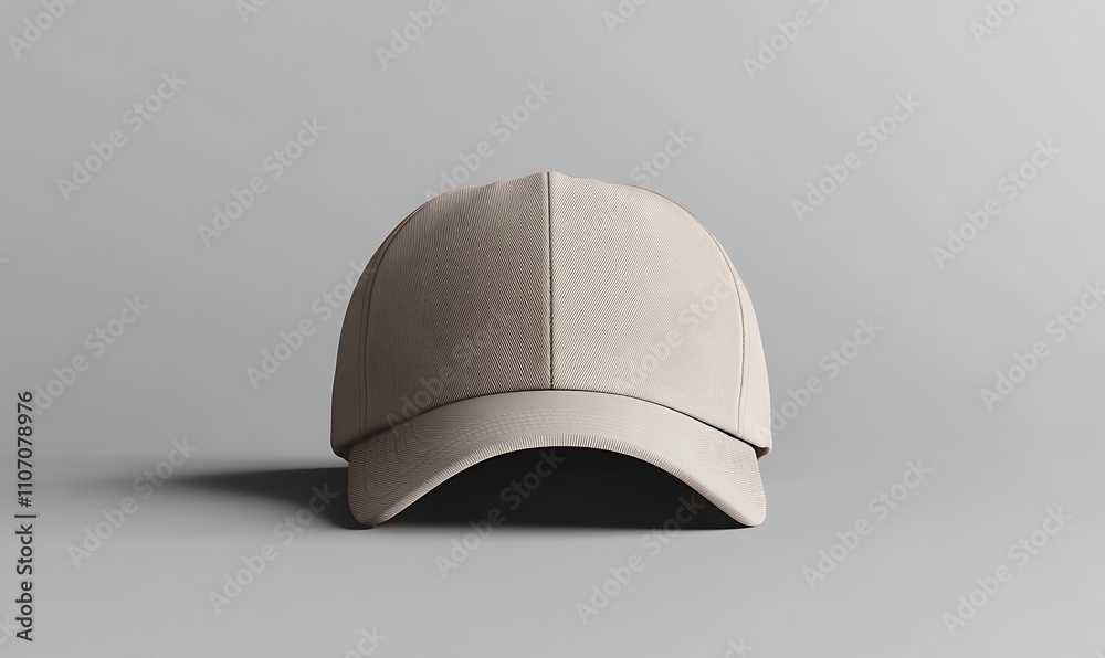 Beige Baseball Cap Mockup On Grey Background Beige Baseball Cap Mockup On Grey Background