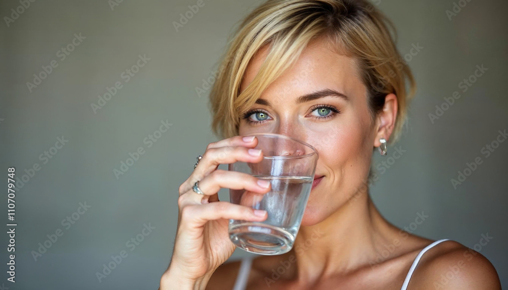 Smiling face of elderly lady relieving stress having glass of natural cold filtered water in dry hot summer day. Mature woman has healthy habit for easy skin body care hydrating drink enjoy every sip Smiling face of elderly lady relieving stress having glass of natural cold filtered water in dry hot summer day. Mature woman has healthy habit for easy skin body care hydrating drink enjoy every sip