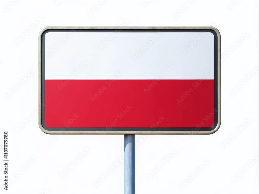 Fototapeta premium Realistic Poland Road Sign Isolated on White Background for Minimalist Photography Showcase, Featuring Clear Details and Authentic Colors Ideal for Travel and Navigation Themes