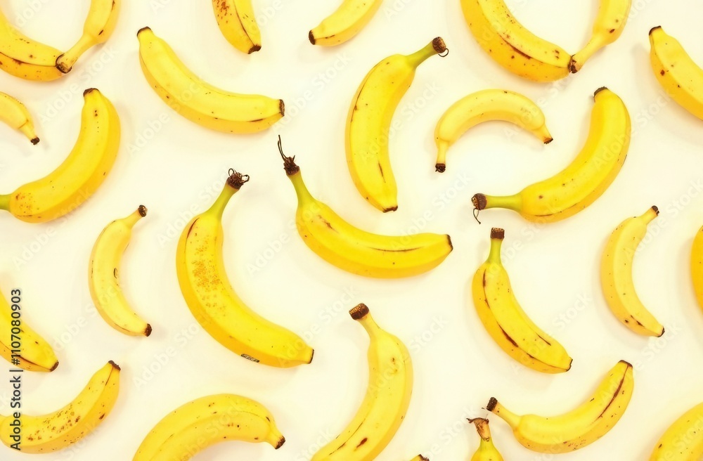 Bananas are arranged in a pattern on a white background Bananas are arranged in a pattern on a white background