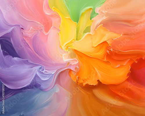 Dynamic Abstract Oil Painting Explosion of Color Modern Art Gallery Vibrant Wallpaper Artistic Environment Close-up View Abstract Concept