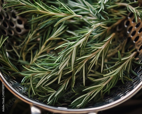 Close-up of fresh rosemary sprigs photo