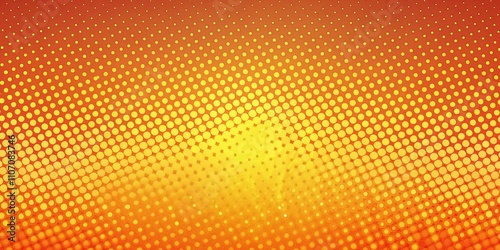 Retro Pop Art Style Comic Book Background with Orange Halftone Dots and Vibrant Panoramic Photography