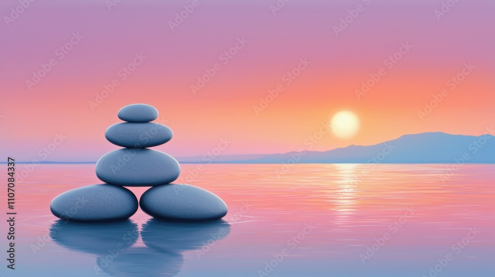 Sunset or Sunrise Reflections Warm, orange and pink hues of a vibrant sunset reflecting off the calm water surrounding a group of smooth, grey stones. Sunset or Sunrise Reflections Warm, orange and pink hues of a vibrant sunset reflecting off the calm water surrounding a group of smooth, grey stones.