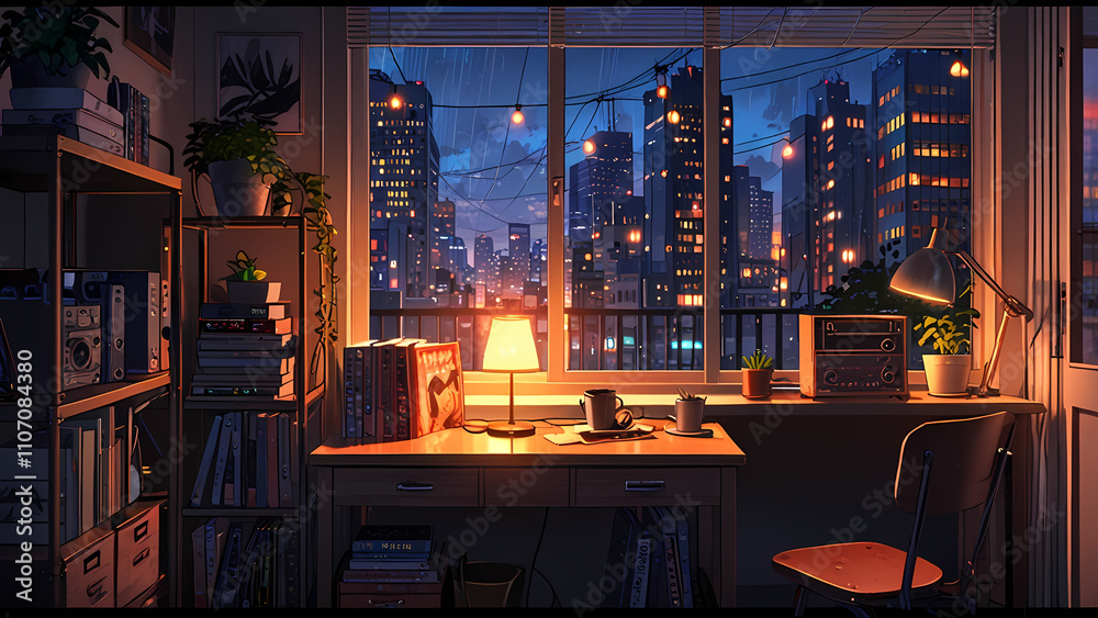 Cozy Lo-Fi Bedroom Study Scene Cozy Lo-Fi Bedroom Study Scene