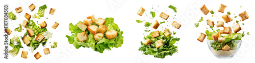 Fresh Caesar salad with crispy croutons, vibrant greens, and delightful presentation. Perfect for healthy meal or side dish, showcasing crunch and flavor of each ingredient