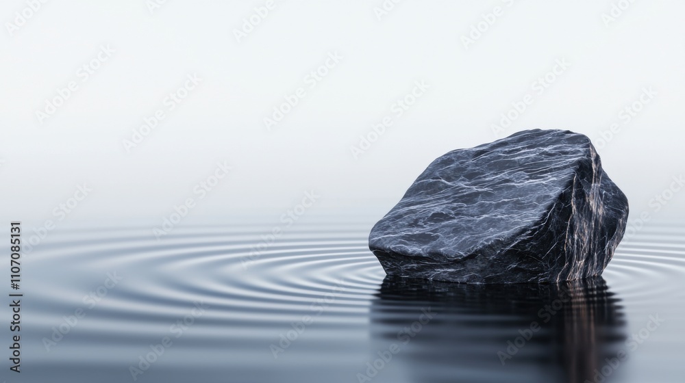 Reflection in Water A single, dark stone in a still pond, its reflection creating a symmetrical image that blends seamlessly with the real stone. Reflection in Water A single, dark stone in a still pond, its reflection creating a symmetrical image that blends seamlessly with the real stone.
