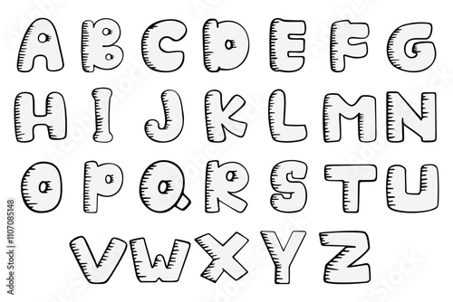 Doodle Alphabet Hand drawing Set