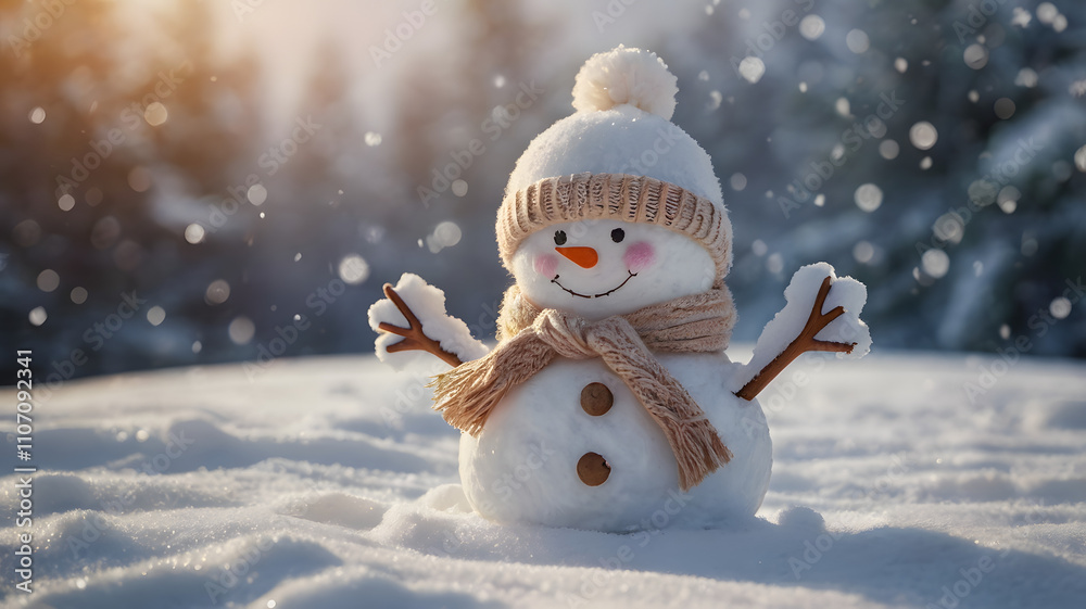 snowman on the snow, ai generated snowman on the snow, ai generated