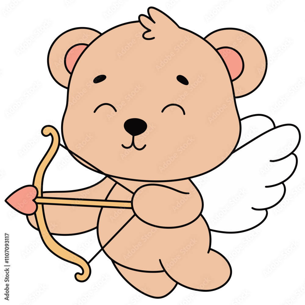 Cupid Bear Illustration with Bow and Arrow for Valentine Art Cupid Bear Illustration with Bow and Arrow for Valentine Art