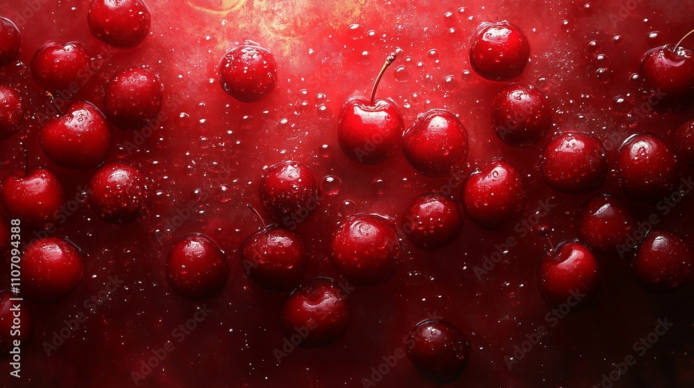 Pattern of red freshness cherries