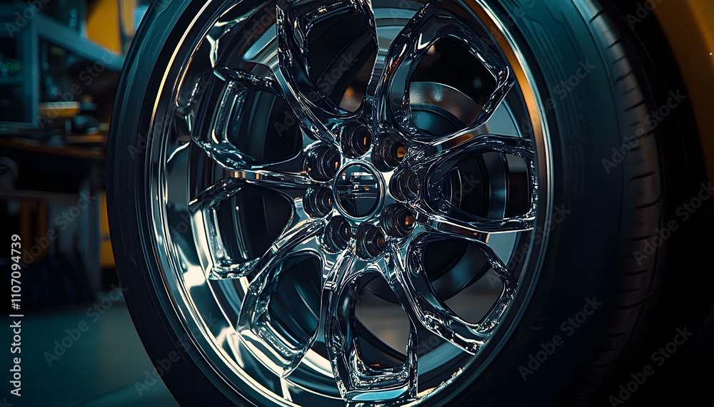 Fototapeta premium A Polished Wheel with a Complex Design