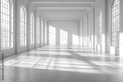 Sunlit Minimalist White Room: Modern Architecture and Interior Design