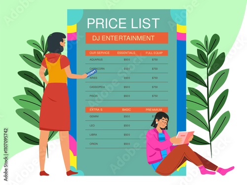 Price List Concept Illustration Stylish and Beautiful