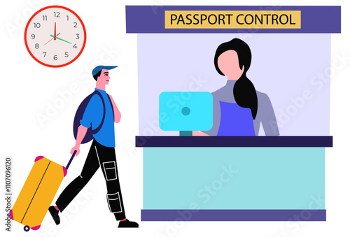 Passport Control Concept Illustration Stylish and Beautiful