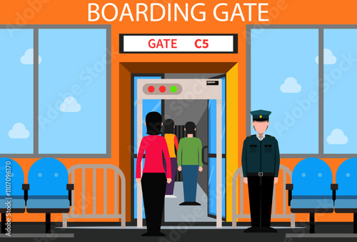 Boarding Gate Concept Illustration Stylish and Beautiful