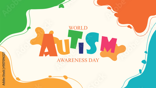 Autism Banner Template Design with Hand Drawn Cartoon Colorful Graphic Vector Design Ideas