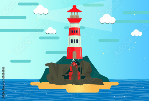 Lighthouse Concept Illustration Stylish and Beatiful