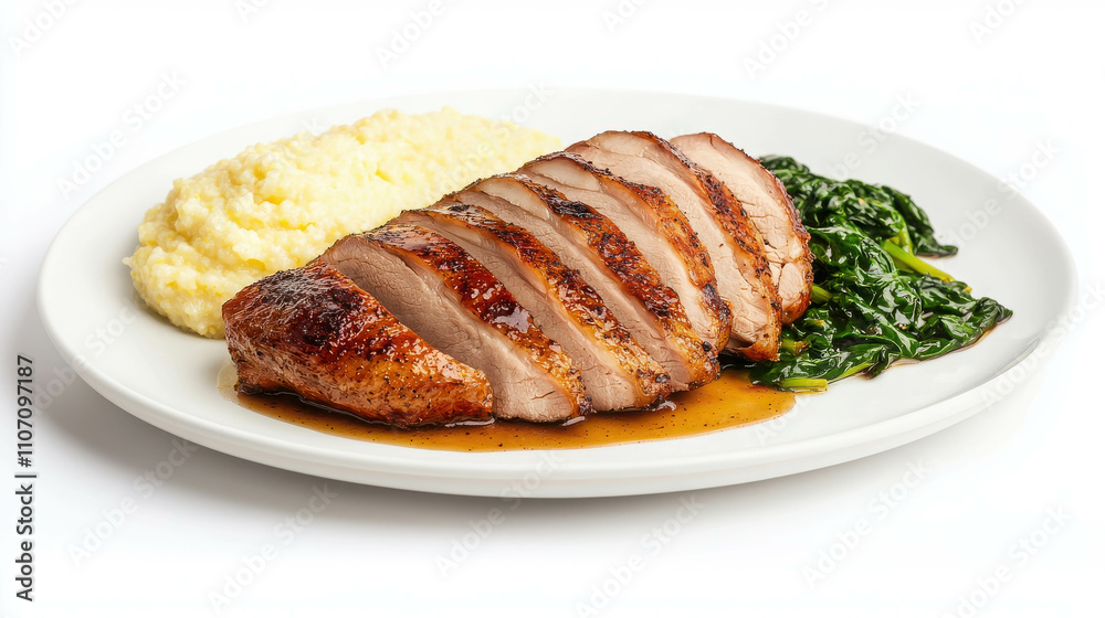 Exquisite Roasted Duck Breast Dish with Savory Sides and Creamy Polenta Exquisite Roasted Duck Breast Dish with Savory Sides and Creamy Polenta