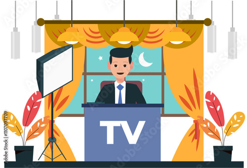 News Anchor Concept Illustration Stylish and Beautiful
