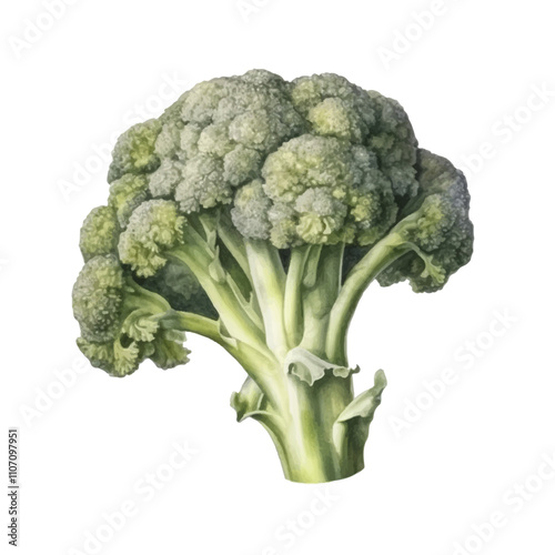 Watercolor Broccoli isolated white background