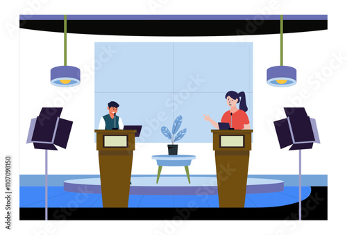 Press Room Concept Illustration Stylish and Beautiful