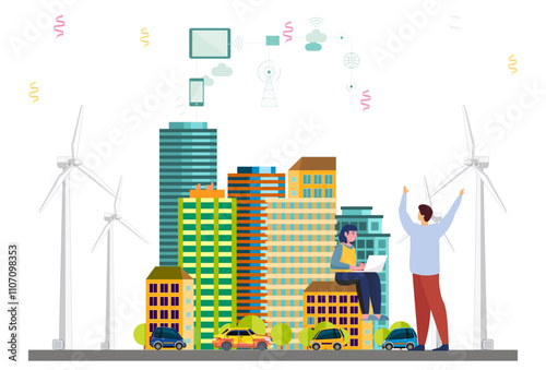 Smart City Concept Illustration Stylish and Beatiful