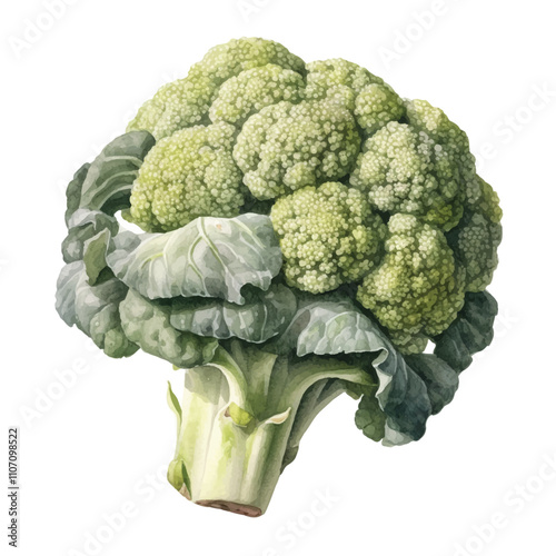 Watercolor Broccoli isolated white background