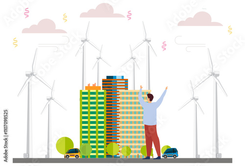 Windmill Concept Illustration Stylish and Beatiful