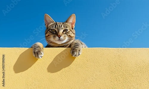 Calm Cat Resting Against Smooth Background, A serene feline sprawled comfortably on a minimalist surface, exuding tranquility and contentment.