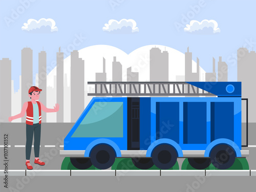 Ladder Truck Concept Illustration Stylish and Beautiful