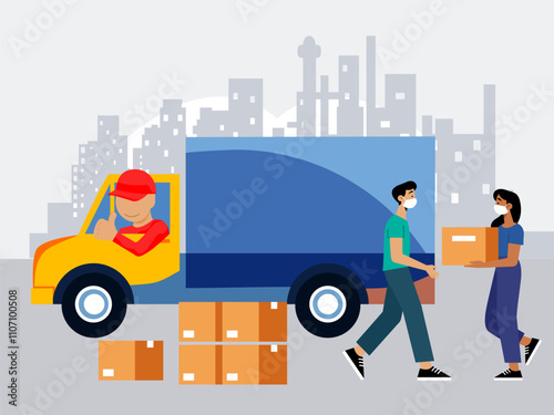 Baggage Truck Concept Illustration Stylish and Beautiful