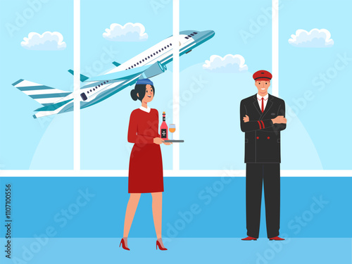 Flight Attendant Concept Illustration Stylish and Beautiful