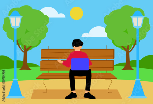 Bench Concept Illustration Stylish and Beautiful
