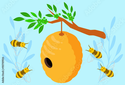 Beehive Concept Illustration Stylish and Beautiful
