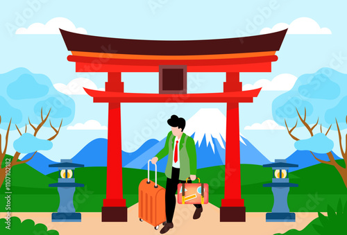 Torii Gate Concept Illustration Stylish and Beautiful