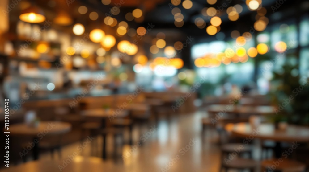 Fototapeta premium Blurry view of a bustling supermarket aisle in a modern shopping mall, vibrant shelves with products, hyperrealistic 4K photo
