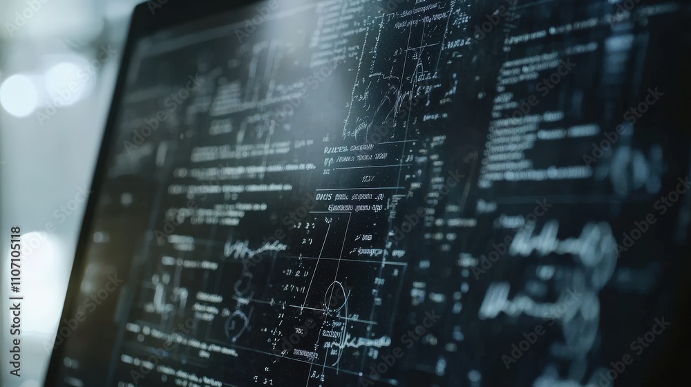 A close-up of a laptop screen showing complex mathematical calculations in progress.