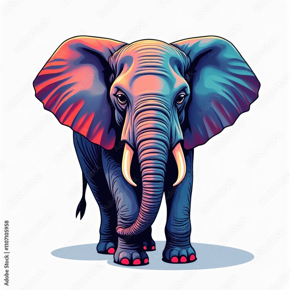 Obraz premium A colorful artistic elephant clipart with vibrant hues and detailed design.